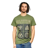 Led Zeppelin - Gold Symbols In Black Square T-Shirt