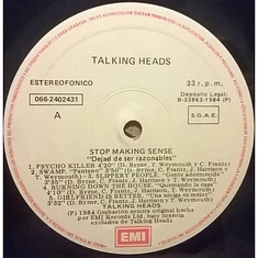 Talking Heads - Stop Making Sense = Dejad De Ser Razonables