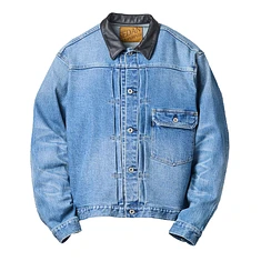 SEDAN ALL-PURPOSE - Leather Collar Denim Jacket