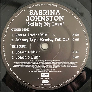 Sabrina Johnston - Satisfy My Love