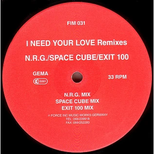 N.R.G. - I Need Your Love (Remixes)