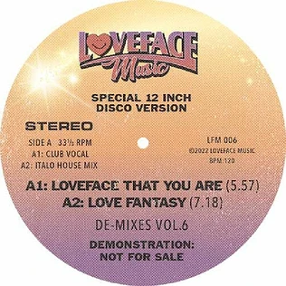 Loveface - De Mixes Volume 6