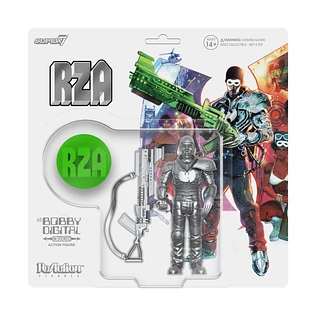 RZA as Bobby Digital - Bobby Digital (Metallic Silver w/ 45 Adaptor) & 7" Of RZA's "B.O.B.B.Y." And "Holocaust (Silkworm)" - ReAction Figure