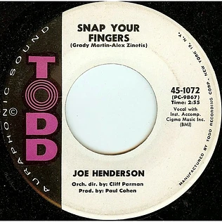 Joe Henderson - Snap Your Fingers / If You See Me Cry