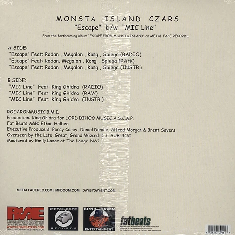 Monsta Island Czars - Escape / Mic line