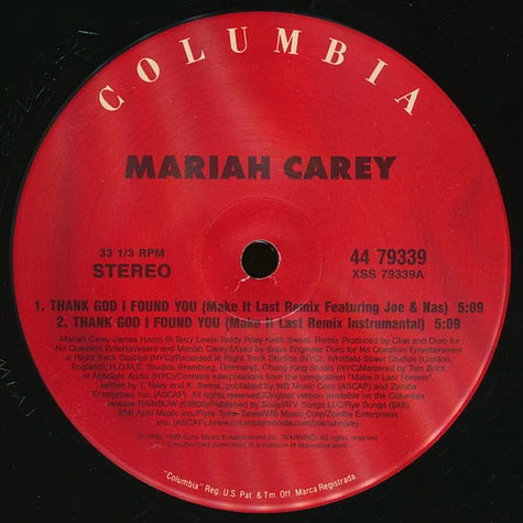 Mariah Carey Featuring Remix Versions With Nas And Joe - Thank God I Found You