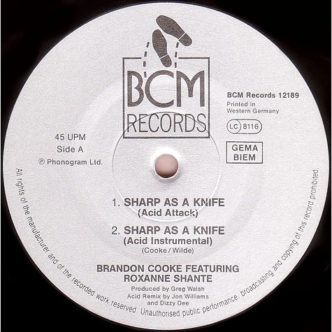 Brandon Cooke Featuring Roxanne Shanté - Sharp As A Knife