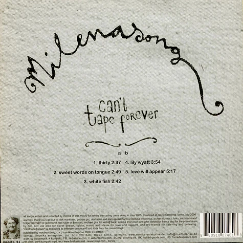 Milenasong - Can't Tape Forever