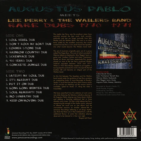 Augustus Pablo meets Lee Perry & The Wailers Band - Rare Dubs 1970 - 1971