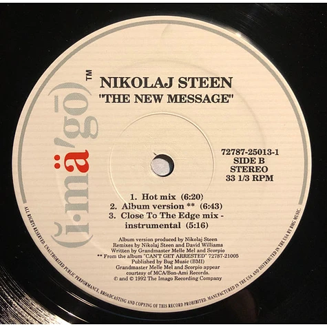 Nikolaj Steen Featuring Melle Mel And Scorpio - The New Message