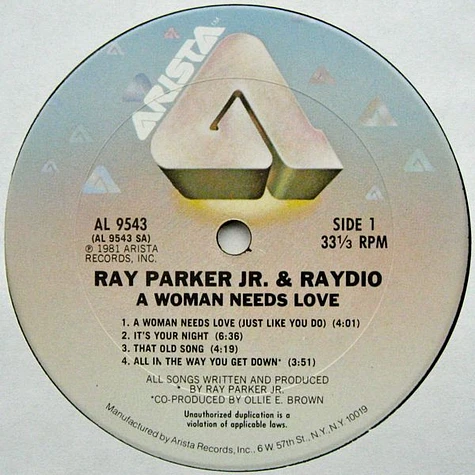 Ray Parker Jr. And Raydio - A Woman Needs Love