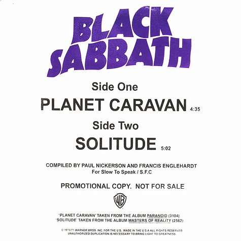 Black Sabbath - Planet Caravan