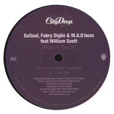 DaSoul, Fabry Diglio & M.A.D Boss - Moon In Taurus Feat. William Scott