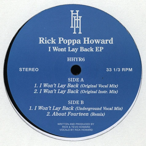 Rick Howard - I Won't Lay Back Up EP