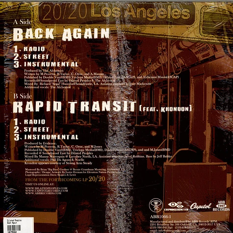 Dilated Peoples - Back Again / Rapid Transit