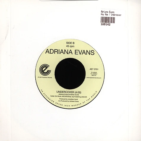 Adriana Evans - Hey Now / Undercover