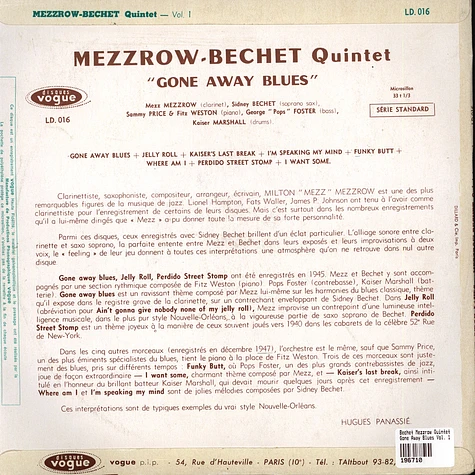 Bechet Mezzrow Quintet - Gone Away Blues Vol. 1
