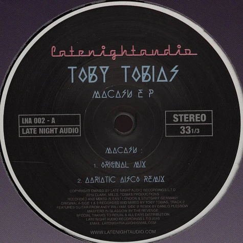 Toby Tobias - Macasu EP incl. MCDE Remix
