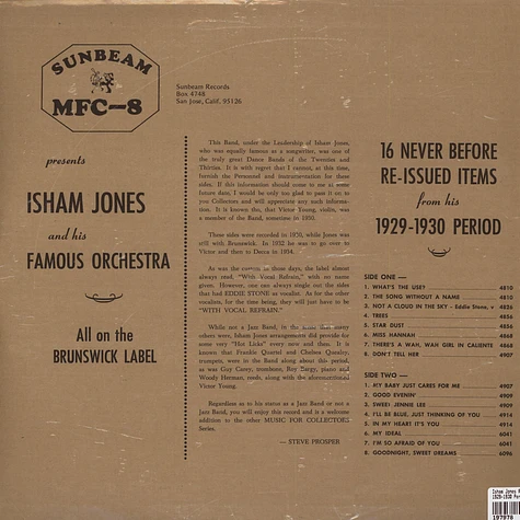 Isham Jones And His Famous Orchestra - 1929-1930 Period