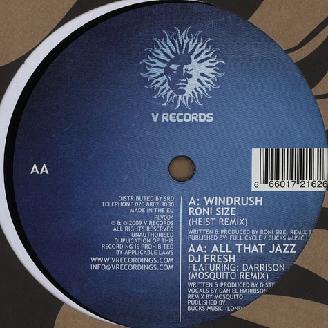 Roni Size / DJ Fresh - Windrush Heist Remix / All That Jazz feat. Darrison Mosquito Remix