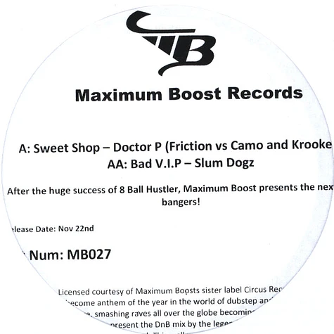Doctor P / Slum Dogz - Sweet Shop Friction Vs Camo and Krooked Remix / Bad VIP Mix