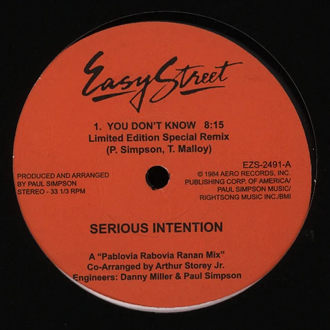 Serious Intention - You Don't Know