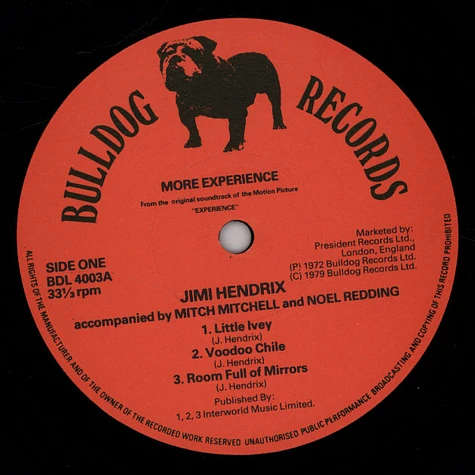 Jimi Hendrix Accompanied By Mitch Mitchell And Noel Redding - More Experience (Volume Two)