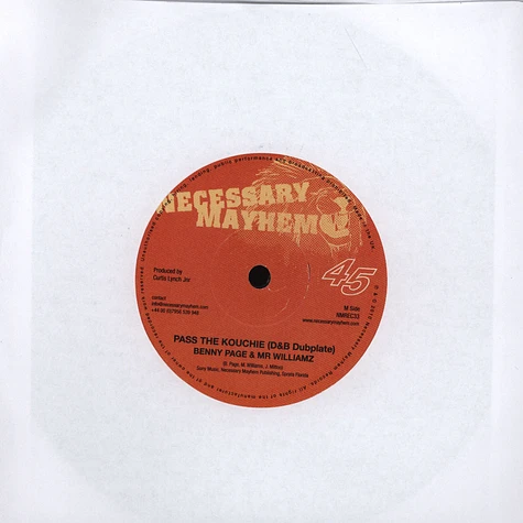 Benny Page & Mr. Williamz / Franz Job - Pass The Kouchie Remix / Special Lover