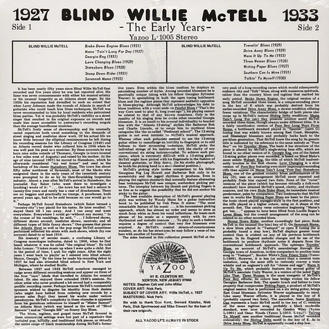 Blind Willie McTell - The Early Years 1927 - 1933