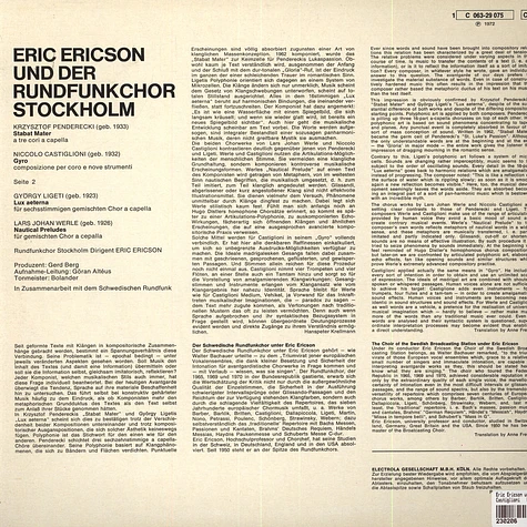 Eric Ericson und der Rundfunkchor Stockholm - Castiglioni · Penderecki · Ligeti · Werle