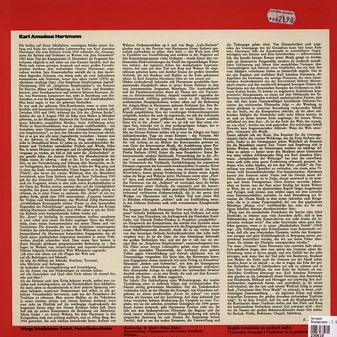 Karl Amadeus Hartmann - Gesangsszene Für Bariton Und Orchester (Zu Worten Aus „Sodom Und Gomorrha” Von Jean Giraudoux) / I. Sinfonie Für Eine Altstimme Und Orchester (Versuch Eines Requiems Nach Worten Von Walt Whitman)
