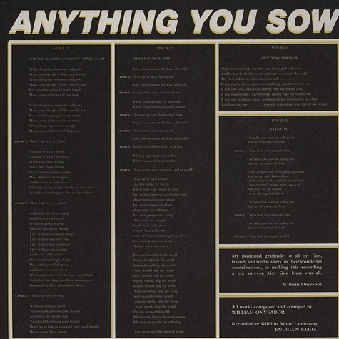 William Onyeabor - Anything You Sow