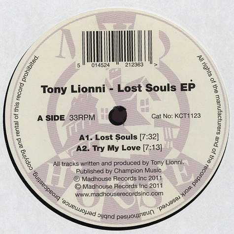 Tony Lionni - Lost Souls EP