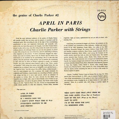 Charlie Parker With Strings - April In Paris