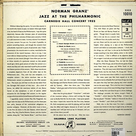 Norman Granz presents - Jazz At The Philharmonic - Carnegie Hall Concert 1952