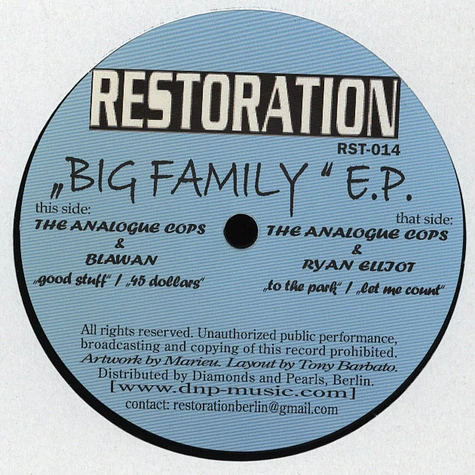 The Analogue Cops & Blawan / The Analogue Cops & Ryan Elliot - Big Family EP
