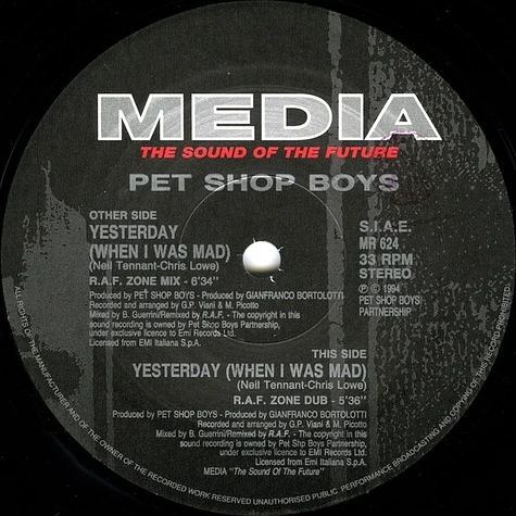 Pet Shop Boys - Yesterday (When I Was Mad)