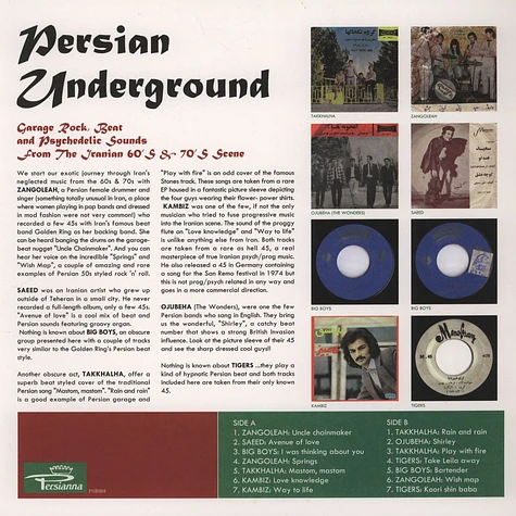 Persian Underground - Garage Rock, Beat And Psychedelic Sounds From The Iranian 60's & 70's Scene