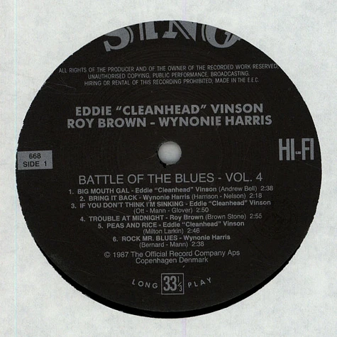 Eddie "Cleanhead" Vinson / Roy Brown / Wynone Harris - Battle Of The Blues Vol. 4