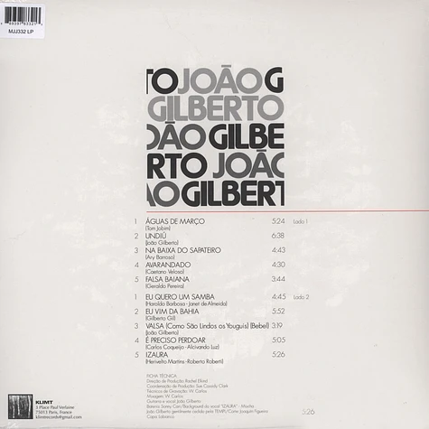 Joao Gilberto - Joao Gilberto Clear Vinyl Edition