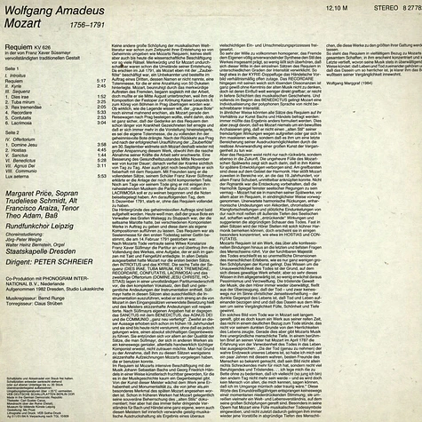W.A. Mozart / Peter Schreier / Staatskapelle Dresden - Requiem KV 626