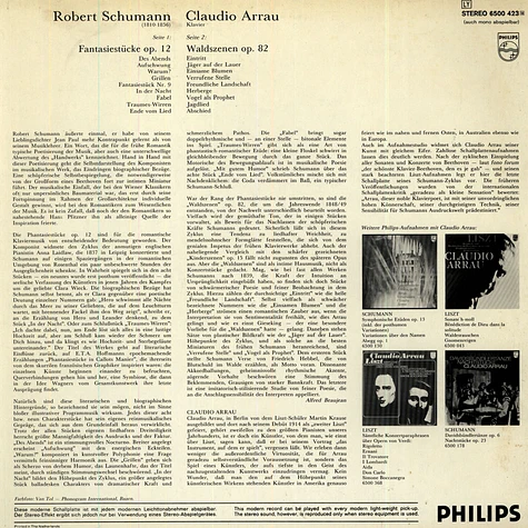 Robert Schumann / Claudio Arrau - Fantasiestücke op.12 / Waldszenen op.82