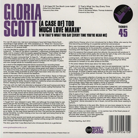 Gloria Scott - A Case Of Too Much Love Makin