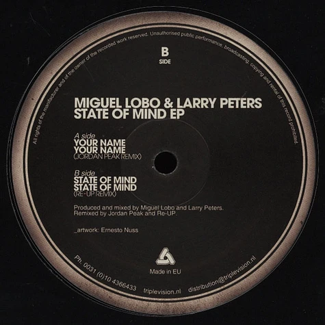 Miguel Lobo & Larry Peters / Jordan Peak / Re-up - State Of Mind EP