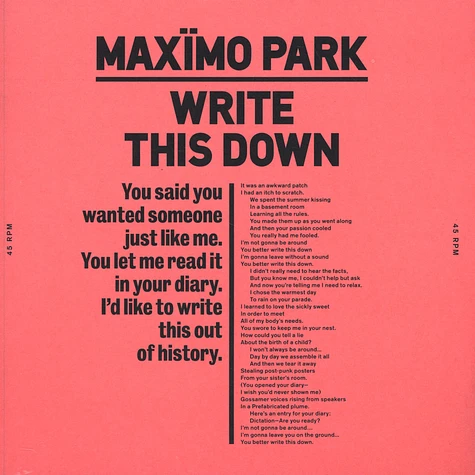 Maximo Park - Write This Down