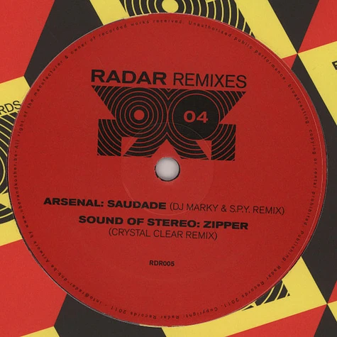 Arsenal / Sound Of Stereo - Saudade Marky & S.P.Y Remix / Zipper Crystal Clear Remix