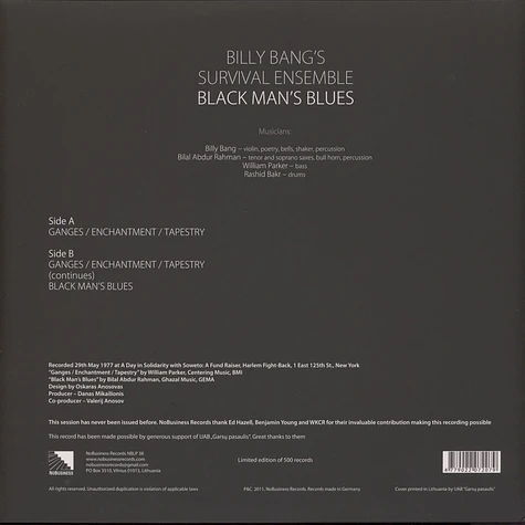 Billy Bang’s Survival Ensemble - Black Man’s Blues
