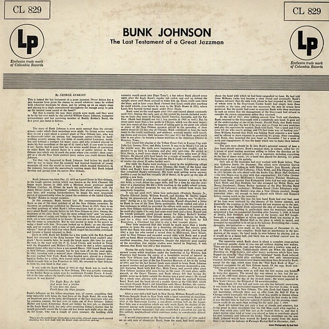 Bunk Johnson - The Last Testament Of A Great New Orleans Jazzman