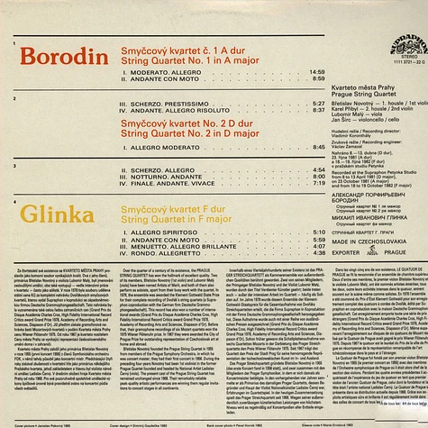 Borodin / Glinka - Prague String Quartet - Streichquartette in A-Dur / D-Dur & F-dur