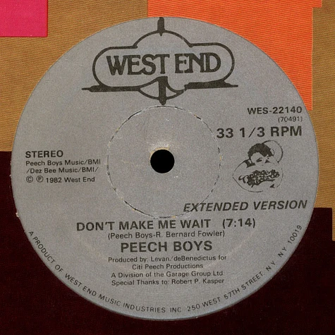 Peech Boys - Don't Make Me Wait